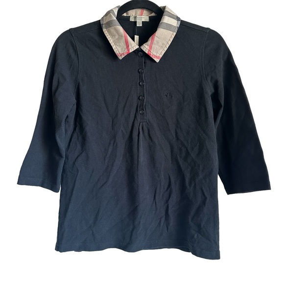 Burberry Tops - Burberry London Black Polo 3/4 Sleeve Sz L